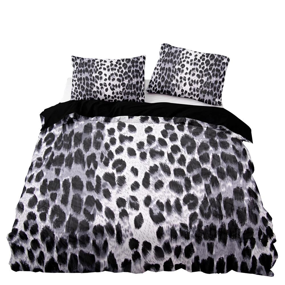 Three-Piece Bedding Set, Pink Leopard Print Microfiber.