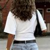 Women Summer Basic Casual Round Neck T-shirt Summer Street Style Short Sleeve Drop Shoulder Crop Top