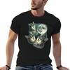 Three Cat Moon 3 Wolfs Cute Kitten Graphic Funny T-Shirt Black