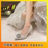 Main Wedding Dress Silver Bridal Wedding Shoes New Stiletto Sequins Engagement Not Tired Feet Crystal Shoes High Heels Rhinestones