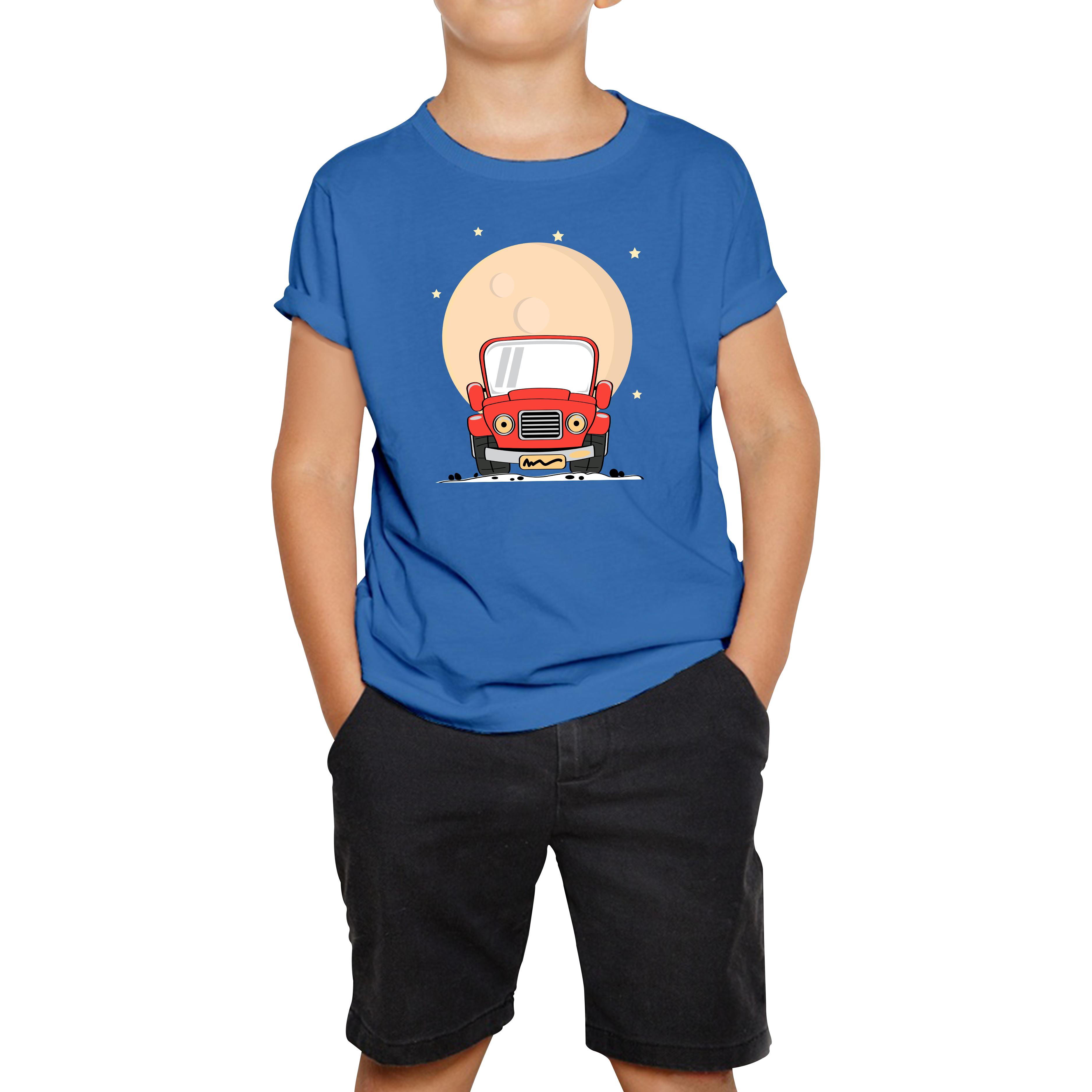 

Monster Truck Over The Moon Vintage Truck Moon Kids Tee 140