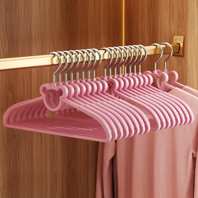 5/10 Stück Rosa/Weiß Niedliche Bären Kleiderbügel,Rutschfeste Platzsparende Dünne PP-Kleiderbügel für Mantel Jacke Kleid,Haushaltskleiderständer