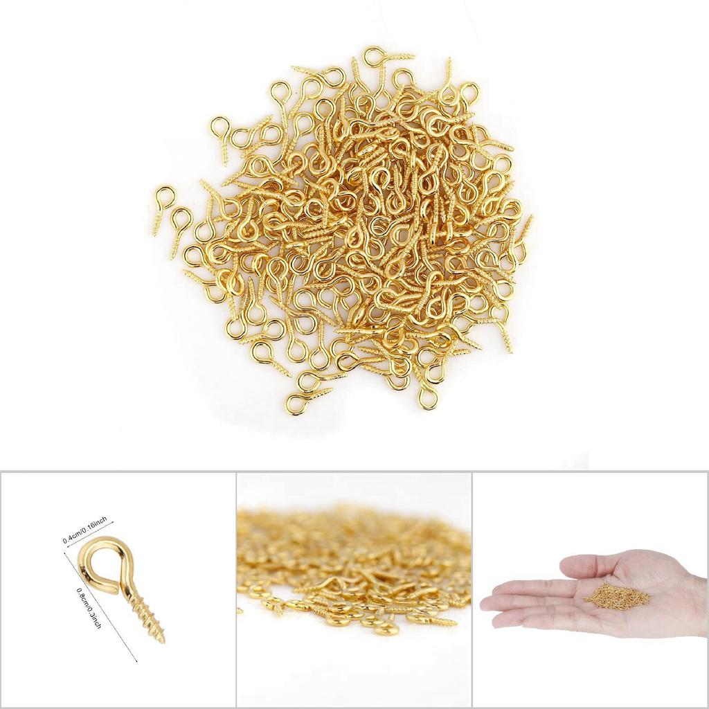 200 ks / Taštičkové očkové špendlíky Očkové špendlíky ze slitiny se závitem Šroubovací očkové háčky Šperkovní komponenty (Zlato)