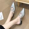 Fashion Female Sexy Luxury Pointed Slippers 2025 Spring and Summer New Fashion Dew with Party Designer Women's Baotou Slippers