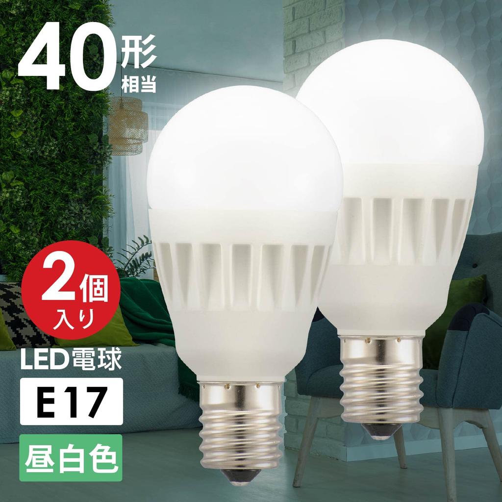 OHM Electric LED Bulbs, Small, E17, 40W Equivalent, Daylight White, Pack of 2, LDA4N-G-E17, IS51, 2P, 06-4717