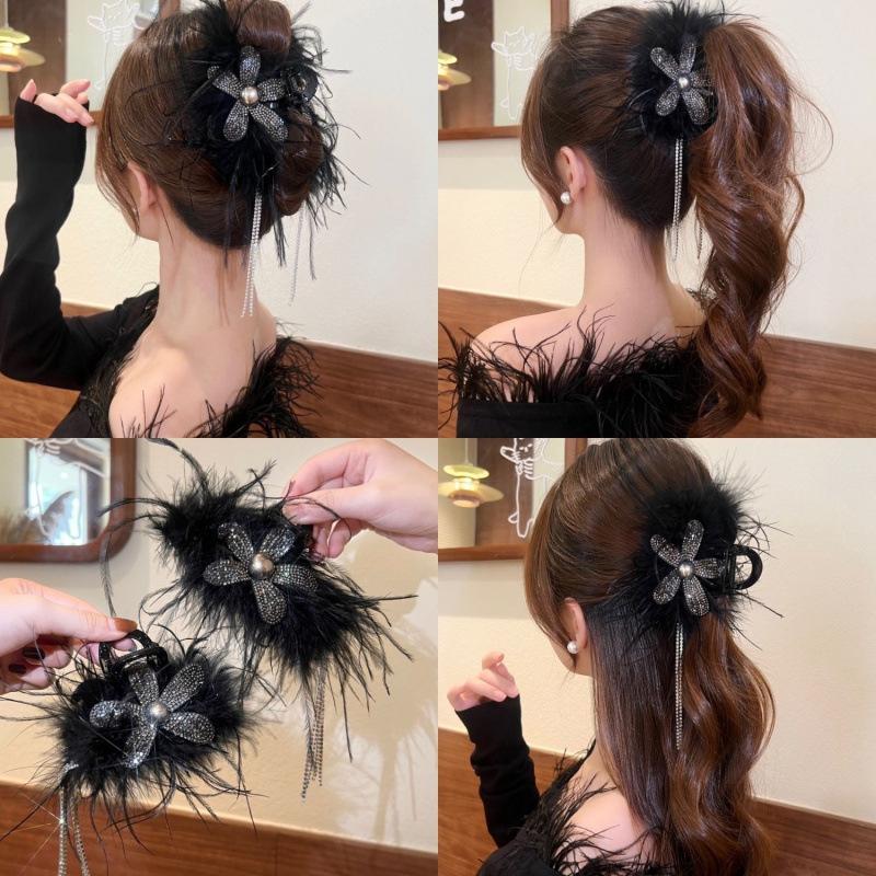 Elegante Prinzessin Feder Haarnadel für Frauen Haarspangen Kopfschmuck Lange Quasten Greifspange Weibliches Haarschmuck