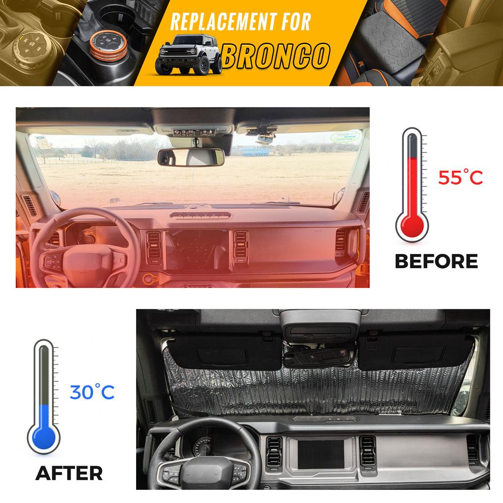 Parbriz pentru mașină, parasolar, ecran, reflector UV, perner pliabil, potrivit pentru mașina Ford Bronco 2022