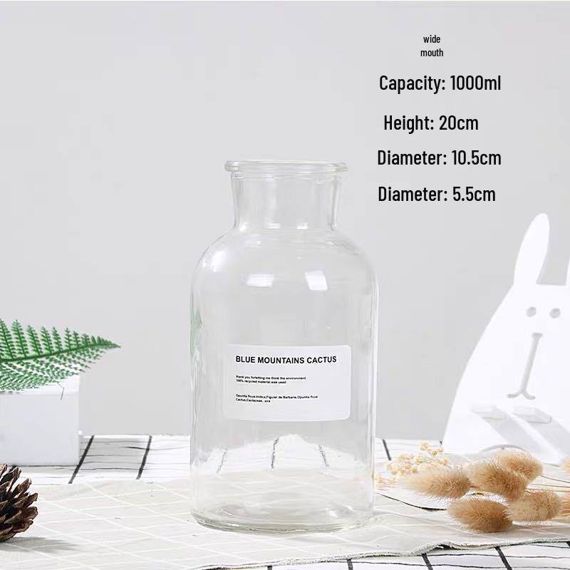 Retro Hemp Rope Glass Vase - Floral Transparent Desktop Ornament