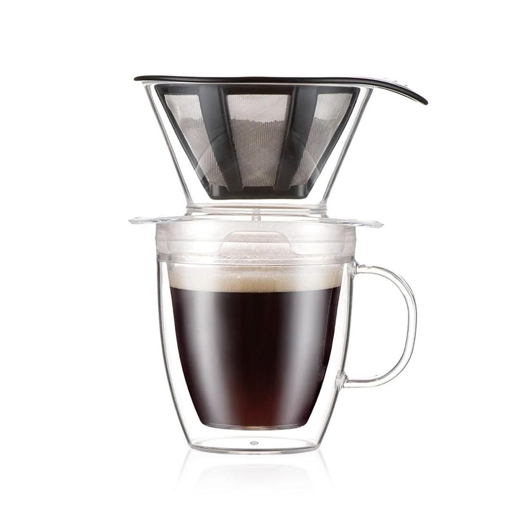 BODUM POUR OVER Coffee Dripper with Stainless Steel Mesh Filter, Double-Walled Mug, 350ml [Authentic] K11872-10SA