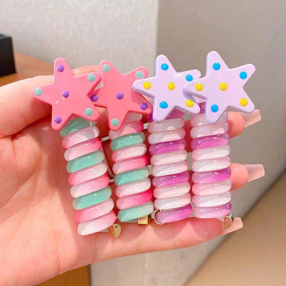 Candy Color Rainbow Hair Ring Star Spiral Coil Hair Rope Sweet Telephone Line Hair Rope  Wedding