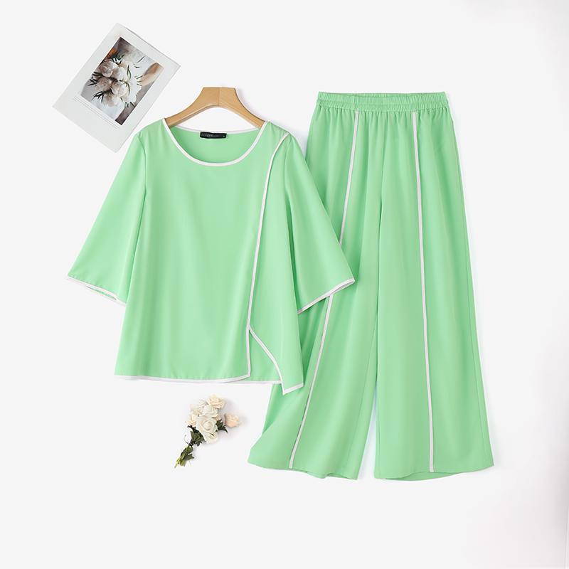 ZANZEA Lässiges zweiteiliges Anzug-Set für Damen mit 3/4-Ärmeln, Bluse und Hose