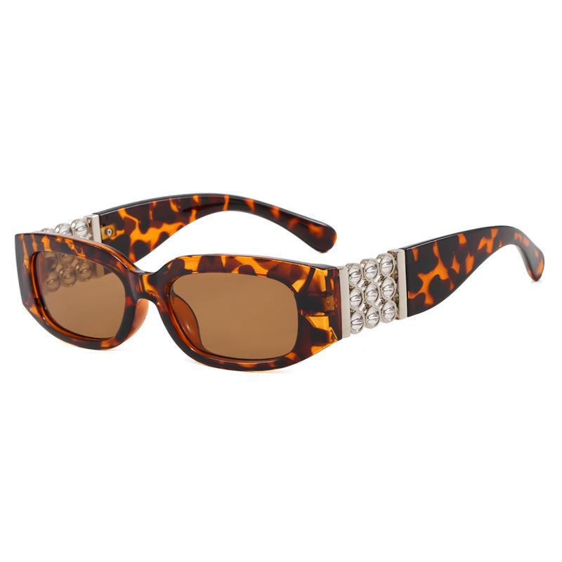 European and American fashion pearl decorative sunglasses trend photo sunglasses UV protection plain all-match sunglasses