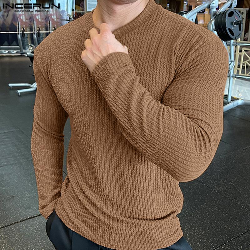 

INCERUN мужские пуловеры с длинными рукавами и круглым вырезом на весну и осень