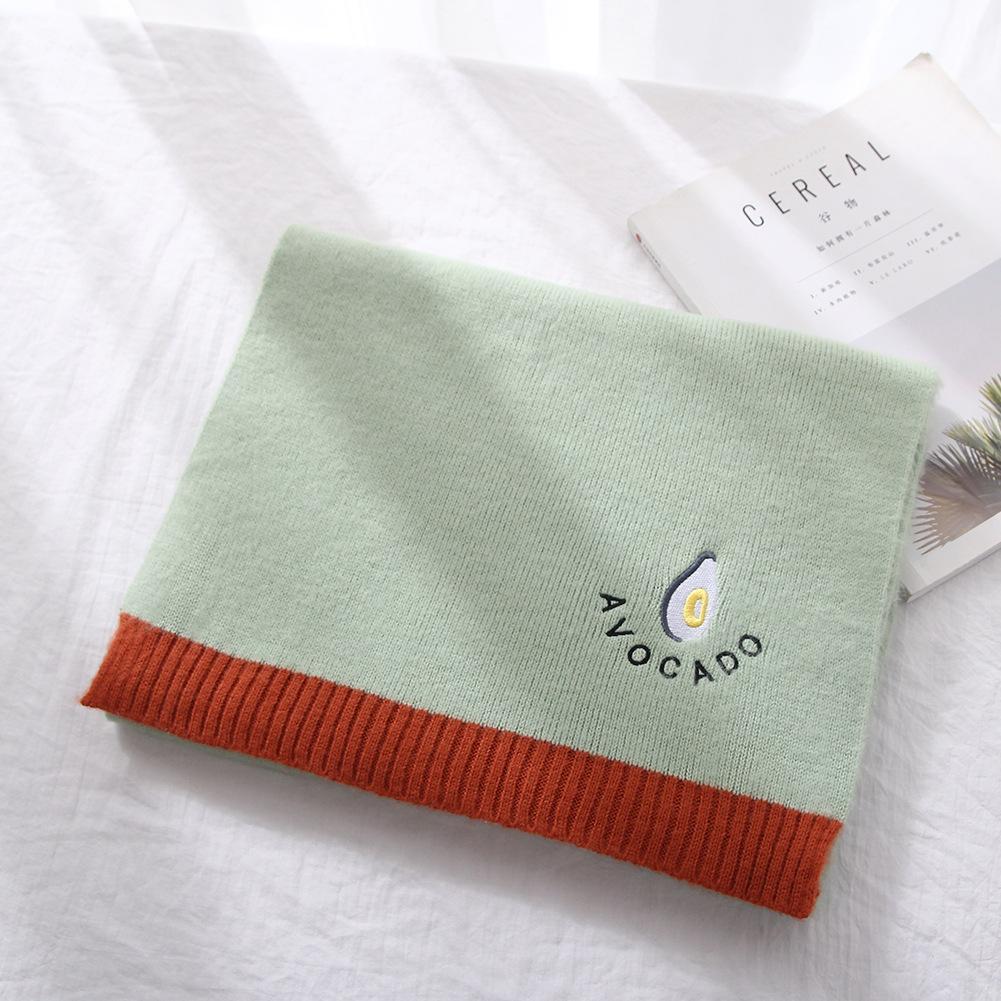 New Style Avocado Scarf Women's Long Winter Korean Version Versatile Student Thickened Warm Wool Knitted Cute Scarf