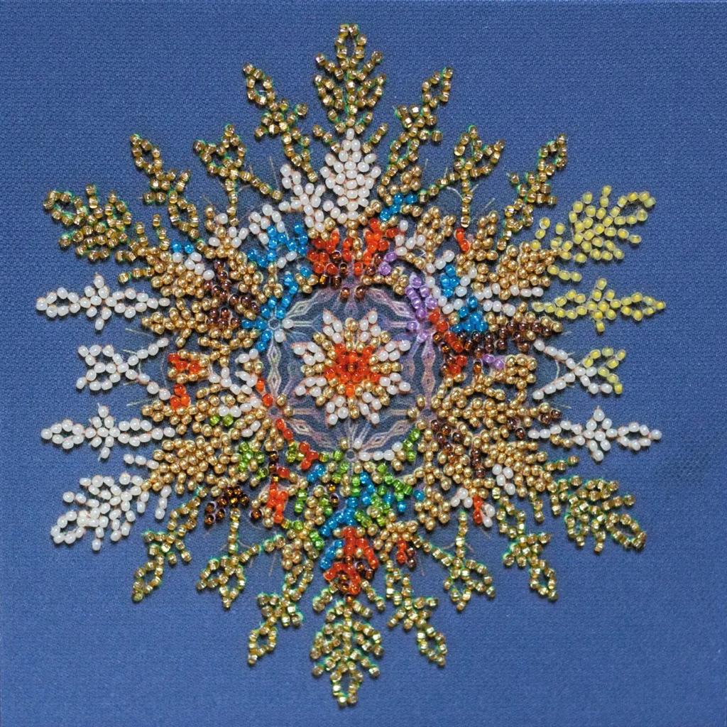 Mini Kit for Embroidery with Beads On Natural Artistic Canvas Abris Art New Year's Miracles
