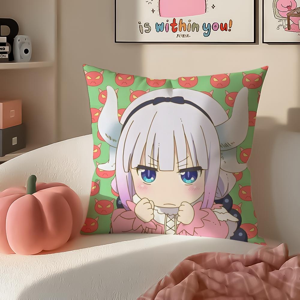 Miss Kobayashis Dragon MaidB Anime Cushion Cover Pillowcase Short Plush Invisible zipper Room Sofa Cushion Cover