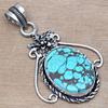 Necklace Tibetan Turquoise Gemstone Gift For Her Silver Jewelry 2.25"