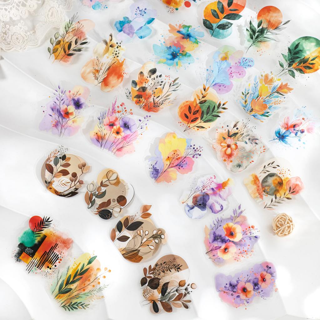 6pcs/1lot Kawaii Stationery Stickers Misty colored flower stem Diary Decorative Mobile Stickers Scrapbooking DIY Craft Stickers