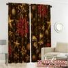 2D Flat Printing  JIT 2pcs   Curtains (Without Rod) Golden Noel Tree Modern Fashionable Curtains Versatile Polyester Fabric