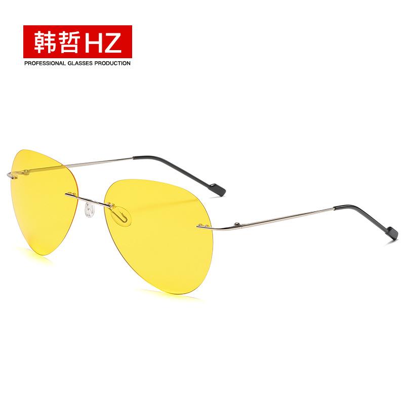 Metal Titanium Light Rimless Color Changing Sunglasses for Men Driving Day Night Glasses New gafas de sol hombre