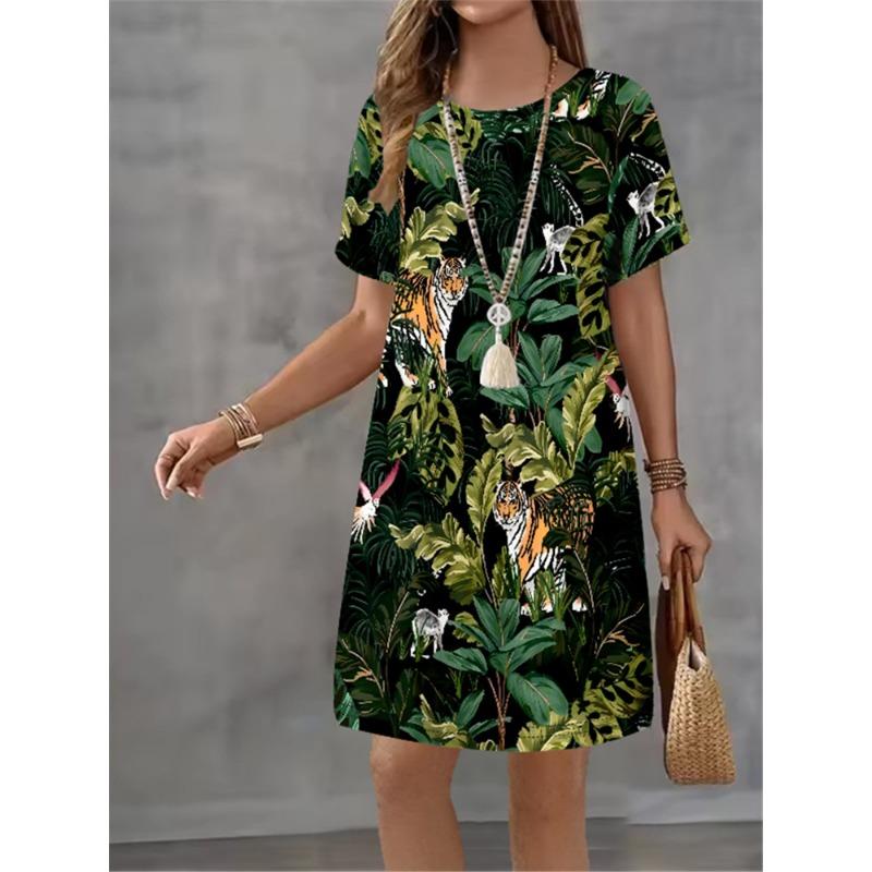 Colorful Geometric Patterns Women Short Dress Summer Fashion 3D Print Loose Mini Dress Casual Short Sleeve Ladies Party Dresses