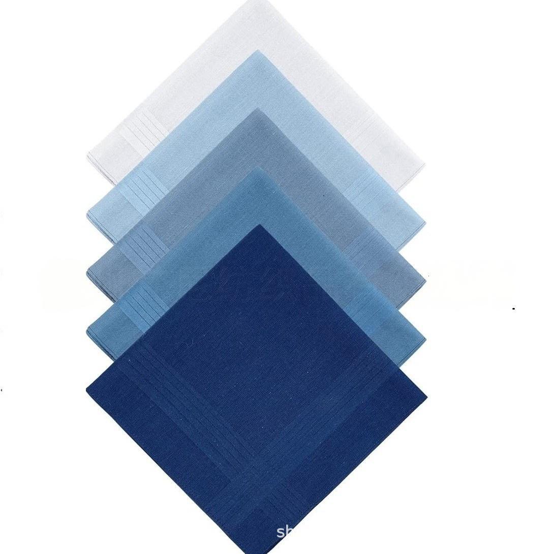 В наличии: Набор из 6 синих мягких хлопковых носовых платков 40x40 см - Классические квадратные карманные платки-полотенца 40x40 cm