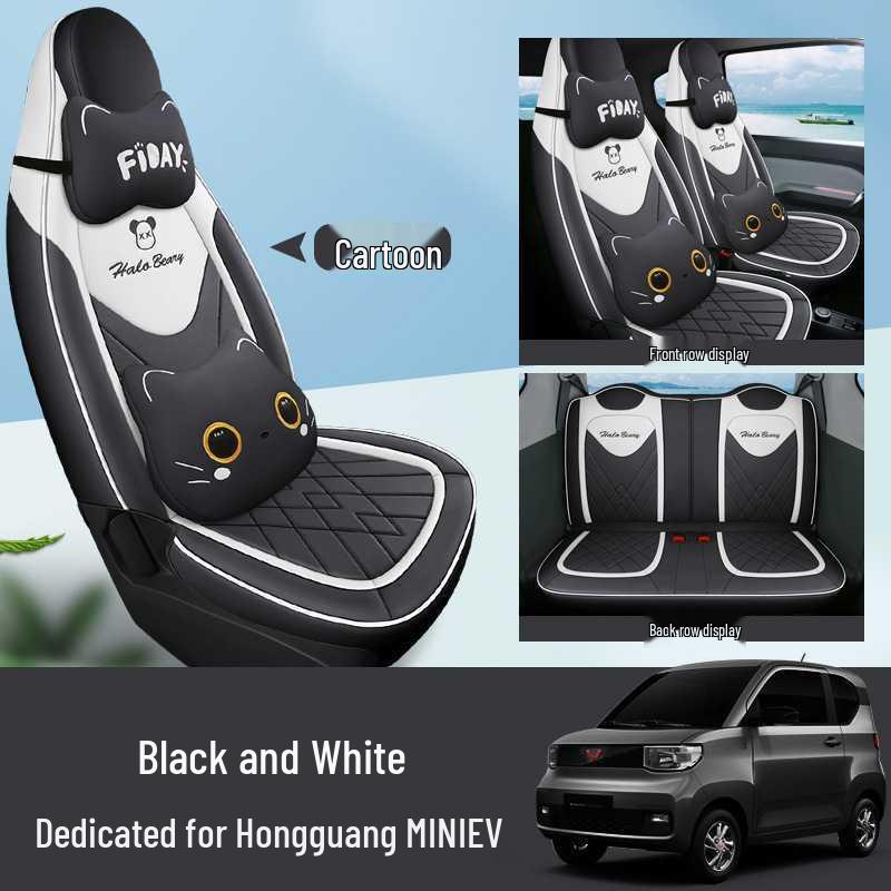 Wuling Hongguang MiniEV Seat Covers: Macaron Full Coverage, All-Season Car Seat Cushions for 2020-2023 Models