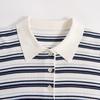 Northern Deer Women's Summer Polo Neck Striped Knit T-Shirt - 68.6% Lyocell, 25.4% Cotton, 6% Silk