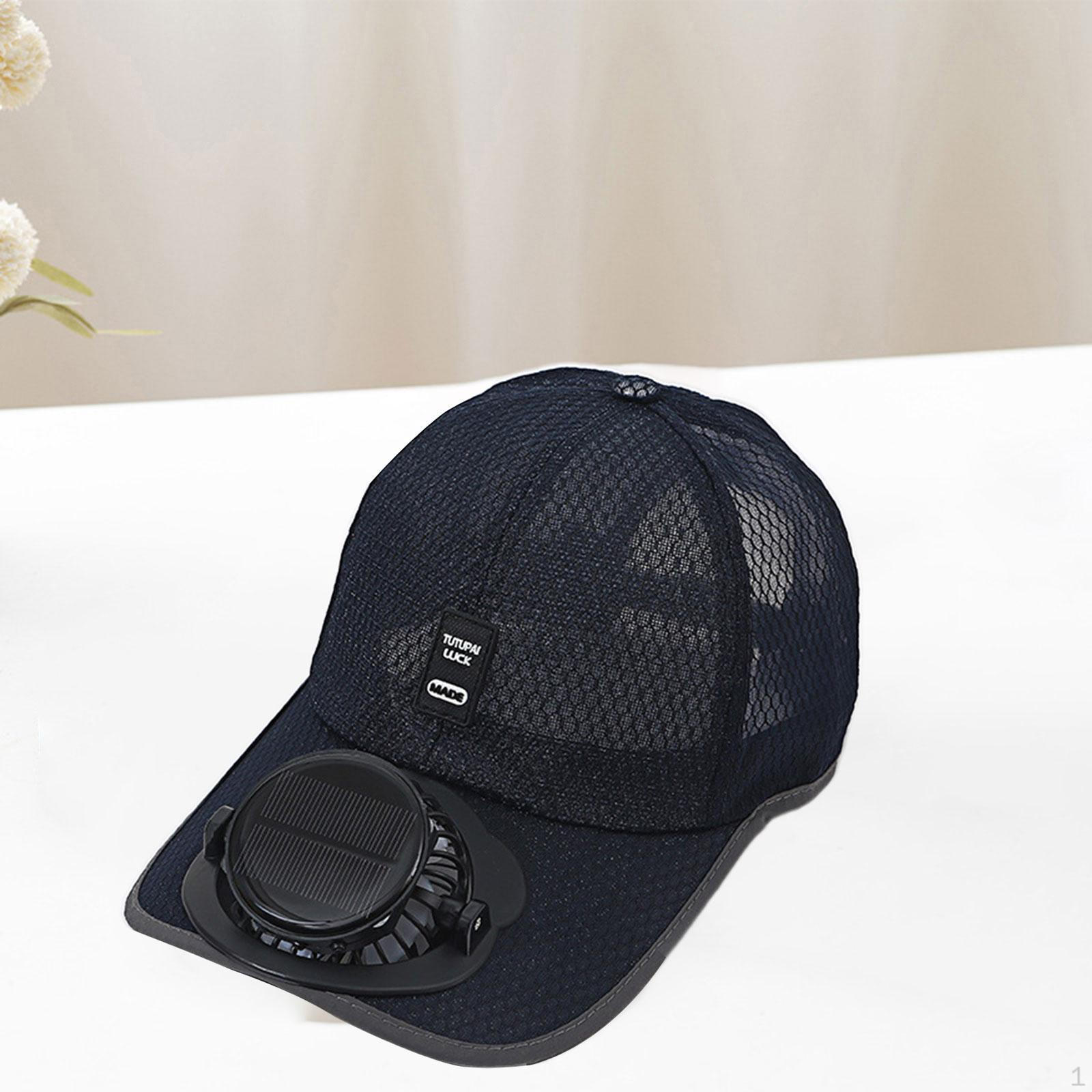 

Шляпа с вентилятором, кепка с вентилятором на солнечной батарее для бега, кемпинга, пешего туризма на открытом воздухе тёмно-синий