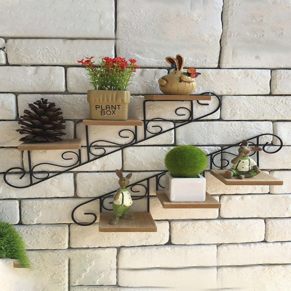 Black Hanging Flower Rack Staircase Modern Plant Holder Indoor Wall Decor  Office