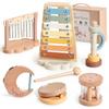 Promise Babe Wooden Xylophone Music Instrument Sets Toy for Kids, Rattle Bell Montessori Cloud Toddler Music Percussion Toys, Christmas Birthday