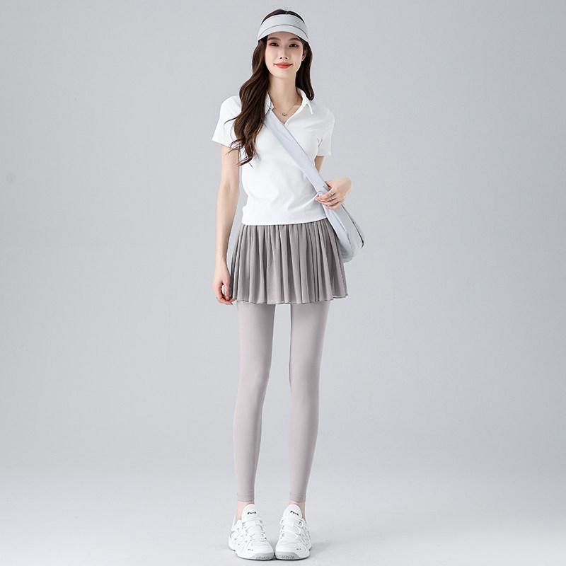 

Women s Sheer Slim Fit Stretch Skirt Leggings with Pocket - Spring/Summer Style 2XL серый