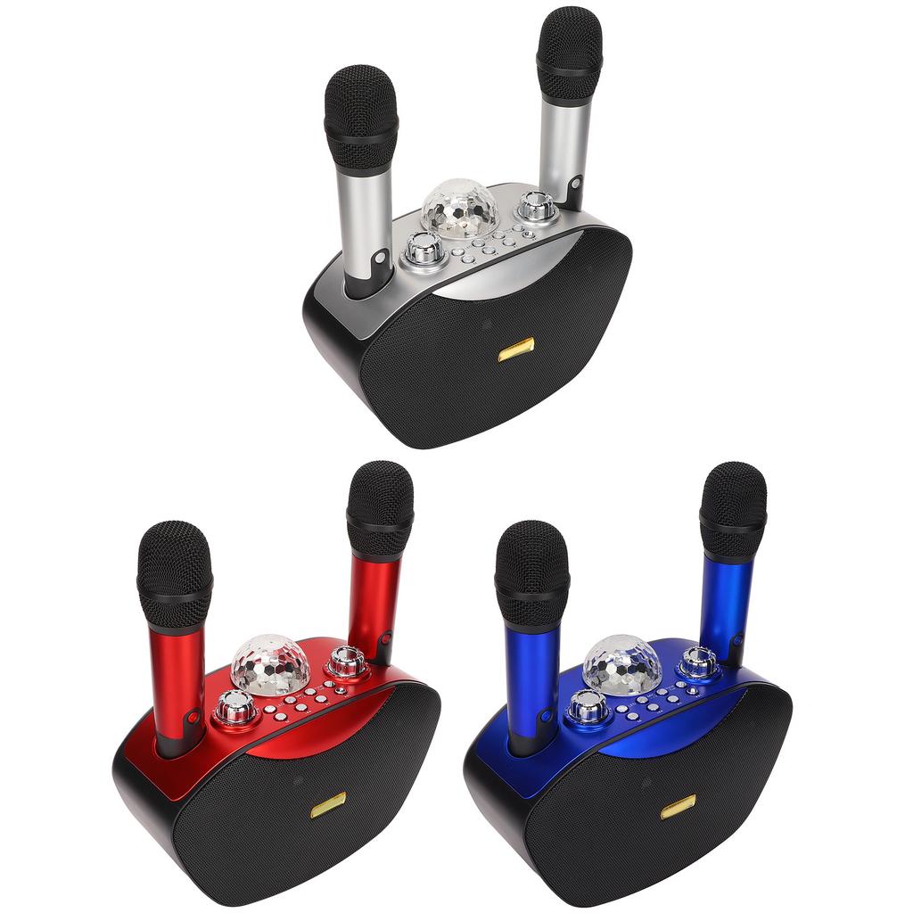 Bluetooth Karaoke Speaker Portable Colorful Light Karaoke Machine Set with 2 Wireless Mic for Party