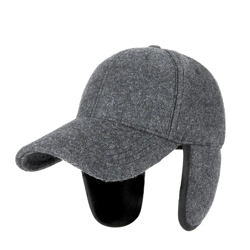 

Brand Oohmy Baseball Cap Wool Winter Hat with Brim Earflap, Fitted Hat, for Men, Cold Weather, Ski, Snow, Hiking Bonnets 56-59cm серый