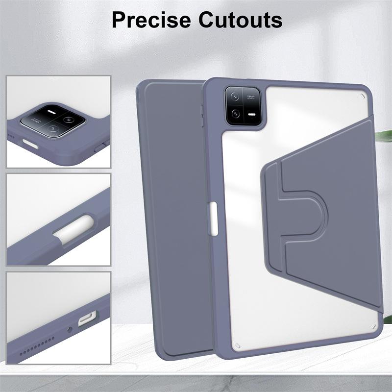 360 Rotation Stand Case For Xiaomi Mi Pad 8 7 6 5 Pro Redmi Pad 2 SE 11 12.1 inch Tablet Case Clear Hard Acrylic Cover Case