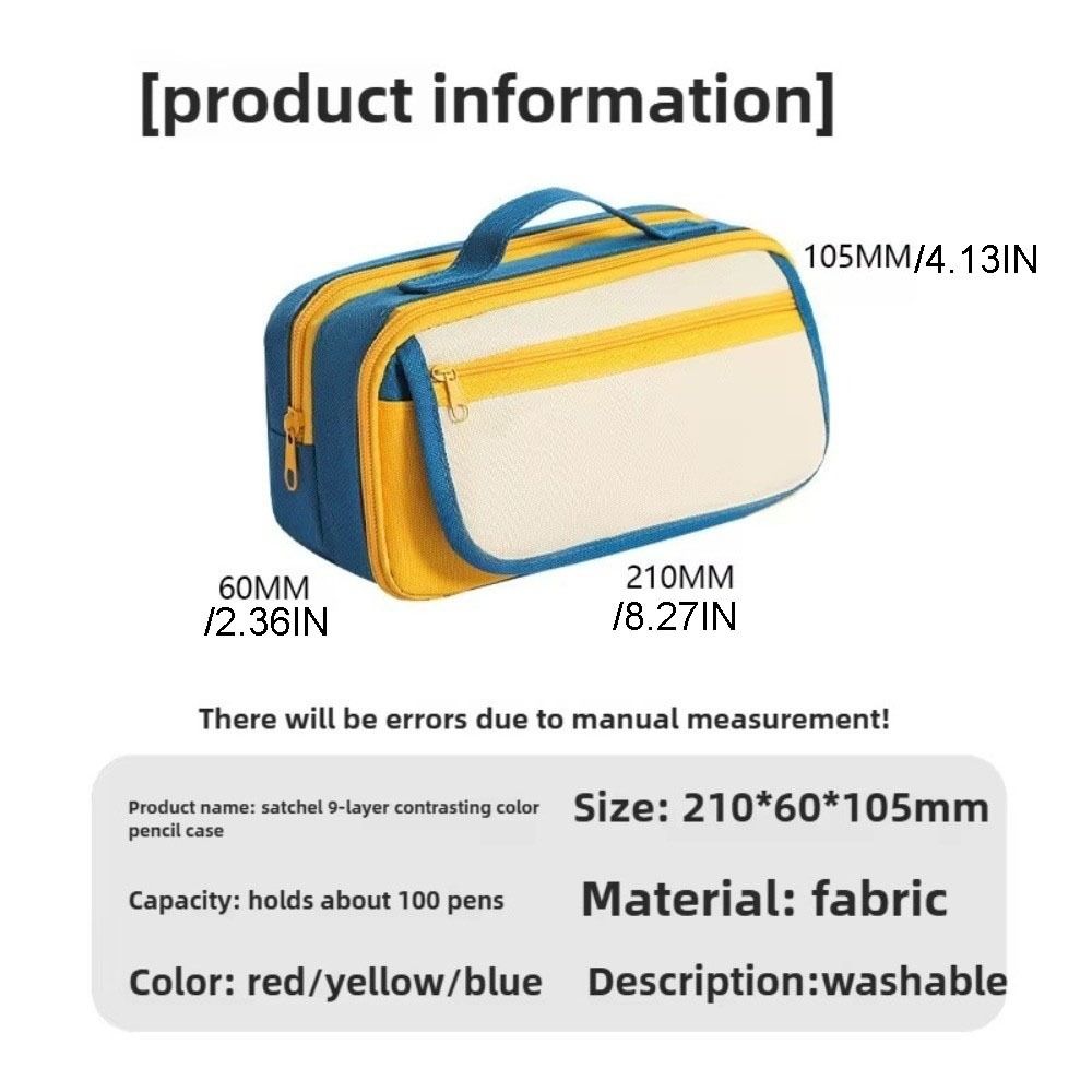 Multi Layer Pencil Case Zipper Stationery Storage Bag Simple Pencil Pouch  Kids Children