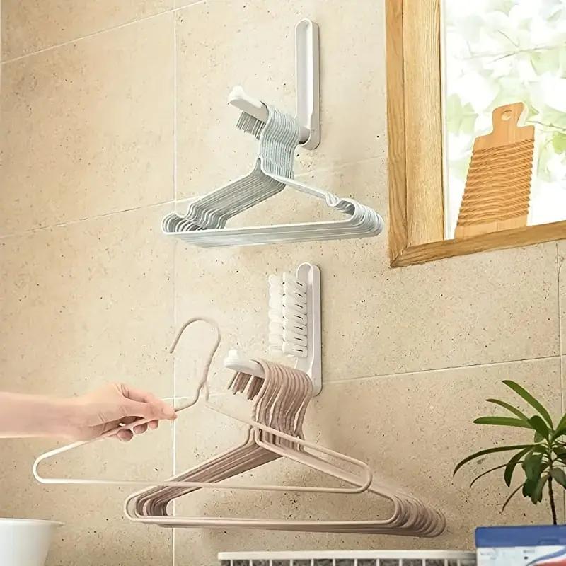 1PCS Multi-Function Home Accessories Foldable Clothes Hanger Drying Rack No Punching Required Suit Bathroom Door Plastic Organizer Storage