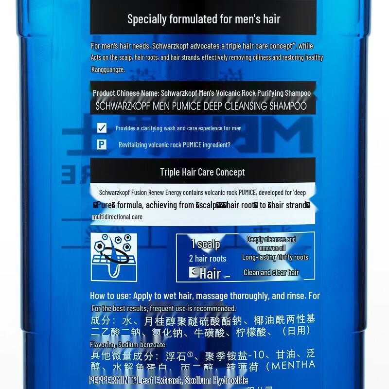 Schwarzkopf Men's Volcanic Rock Purifying Shampoo