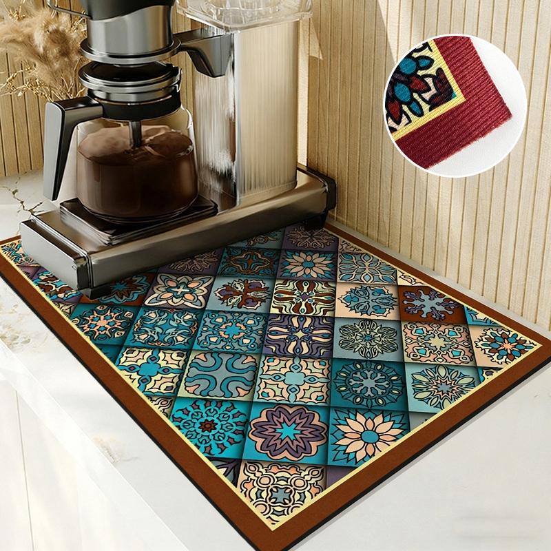 Anti-Slip Dish Drying Mat Super Absorbent Dish Drainer Rack Mats for Kitchen Counter Coffee Bar Mat Accessories for Countertop