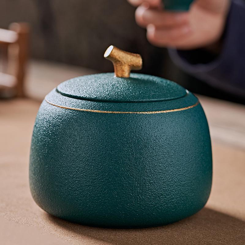Ceramic tea storage jar Sealed jar tea cans for loose teapot household tea storage Pu erh storage jar Chinese style ornament