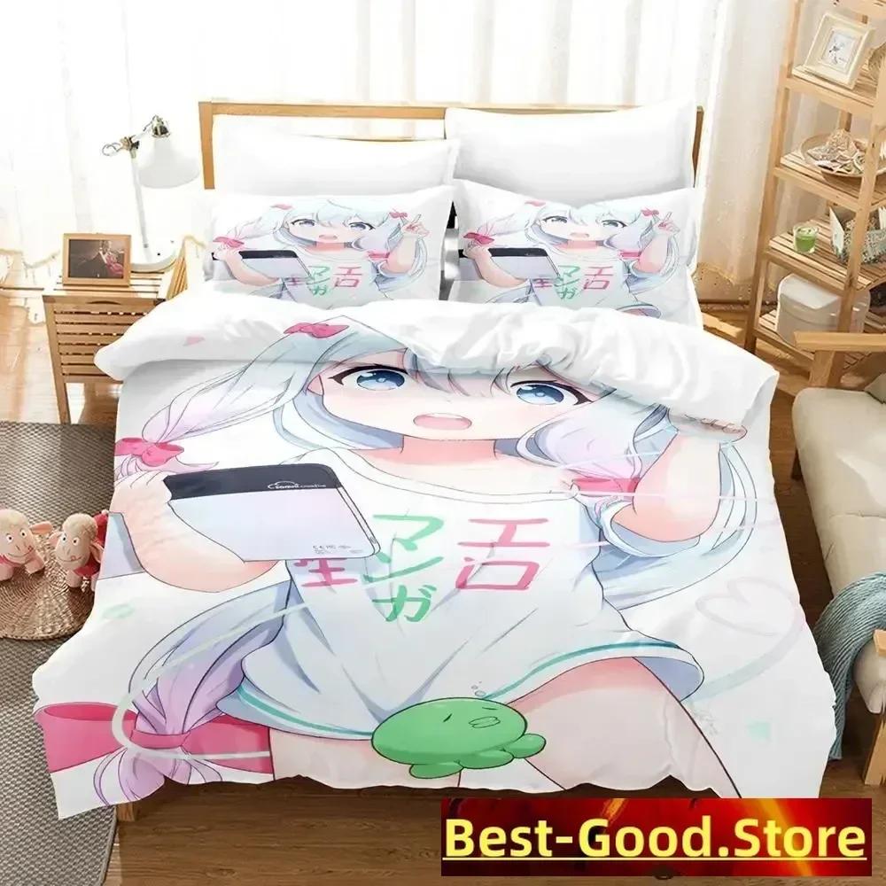 New Sagiri Izumi Bedding Set Cartoon Anime Three-Piece Set Adult Kid Bedroom Duvetcover Sets 3D Kawaii Girls