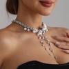 Pearls Accented Flowing Fringe Necklace Layering Chain Design Everyday Elegances Jewelry For Modern Women