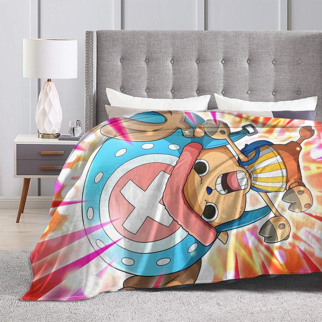 Tony Chopper Flannel Blanket Winter Anime Warm Bedding Throws for Kids Adult Couch Bed Fluffy Bedspread Sofa Bed Cover