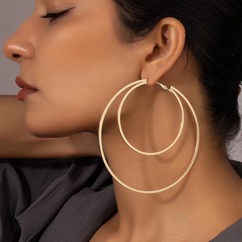 European & American Large Gold Geometric Earrings: Stylish Personality Ear Cuffs & Simple Drop Jewelry
