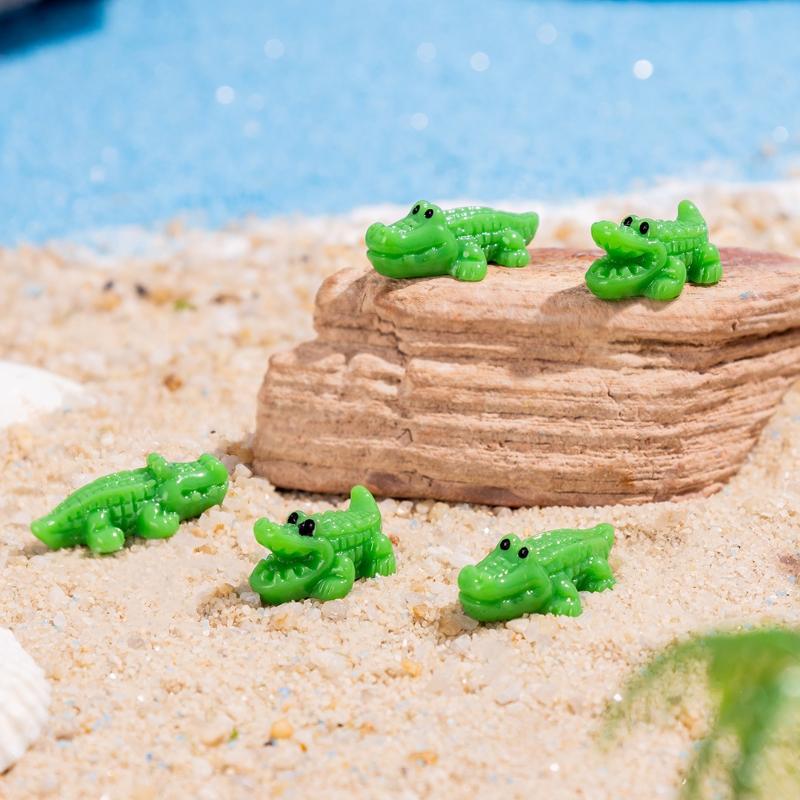10/50Pcs Mini Crocodile Resin Figurine Cute Animal Micro Landscape Ornament Diy Craft Accessory For Desktop Bonsai Decoration