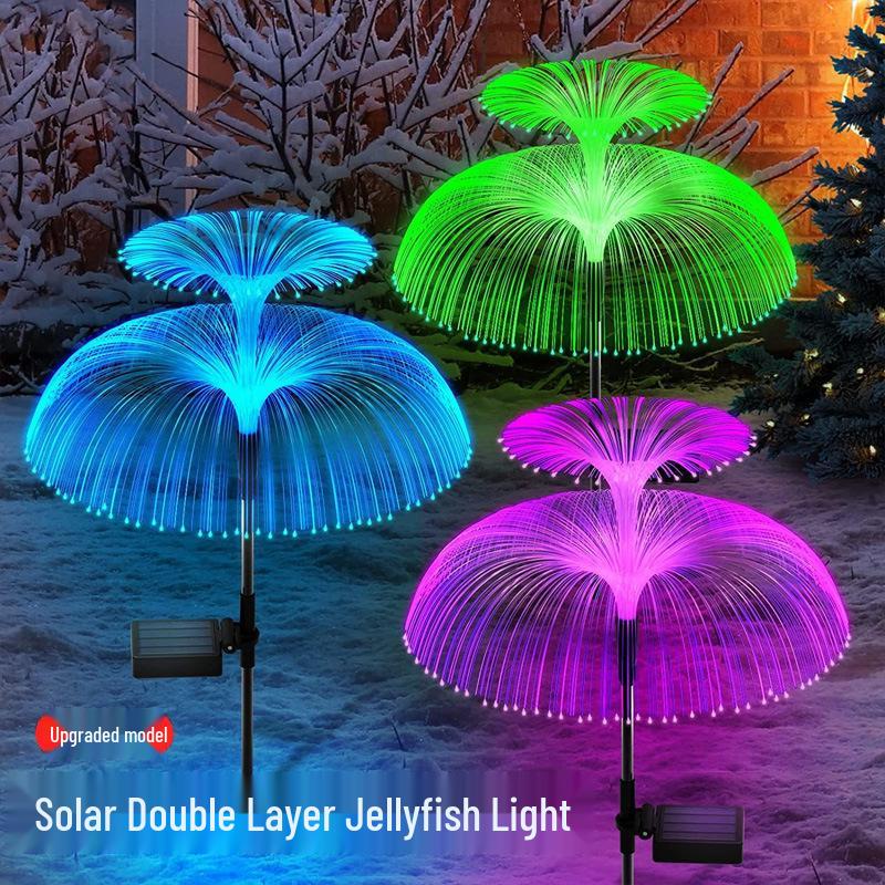 Colorful LED Solar Jellyfish Fiber Optic Garden Lights - Decorative Courtyard and Lawn String Lights
