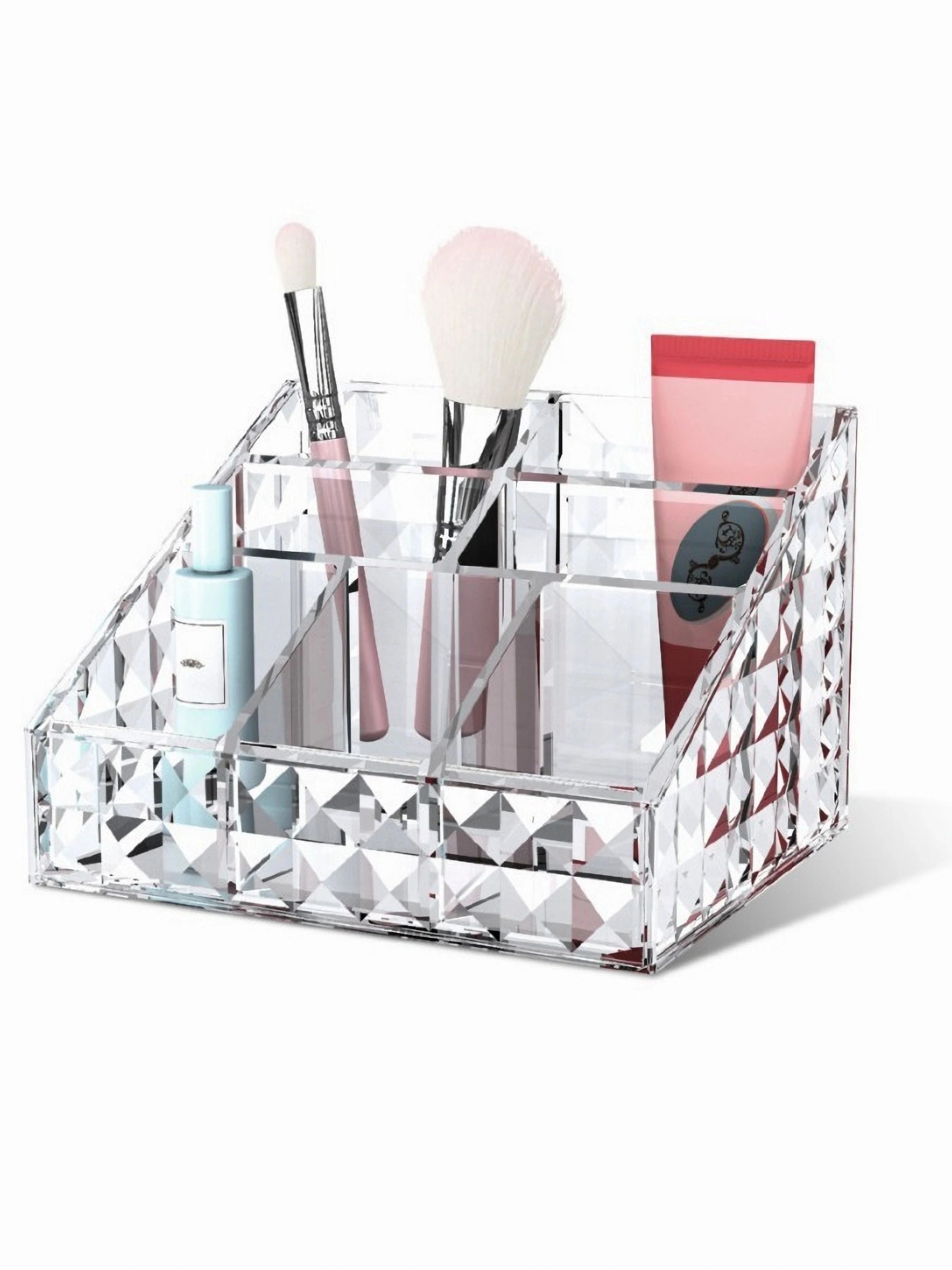 1pc Desktop organiser box, acrylic cosmetic organiser box, lipstick, makeup brush and skincare organiser box чистый