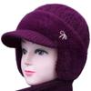 Cappello per anziani protezione orecchie caldo autunno e inverno pelo di coniglio cappello a maglia antivento velluto signora madre cappello di lana fredda