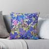 Blue Periwinkle Wildflowers Square Pillowcase Polyester Linen Velvet Pattern Zip Decor Sofa Cushion Case