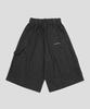 SLOW RECORD HOUSE Carpenter Bermuda Stripe Wide Denim Pants_Black
